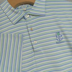 Peter Millar Herren L Bellerive 1897 Golf Polo blau grün gestreift 4-Wege Stretch  - Bild 1 von 11