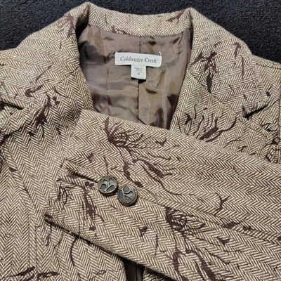 Chaqueta Coldwater Creek Mezcla Lana Marrón Tweed Forrada Espiga Para Mujer 8 Foto 1 de 4