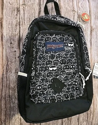 Mochila Jansport Super Sneak Estampada Emoji Multitud Negra/Blanca 15" Nueva con Etiquetas (234) Foto 1 de 4