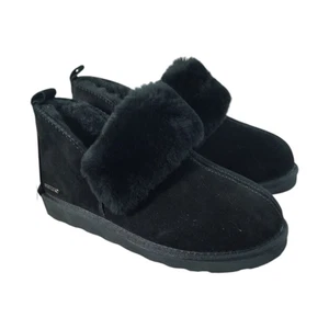 PAMIR Suede Shearling Ankle Booties Women's Size 9 Black Indoor Outdoor Boots - Picture 1 of 13