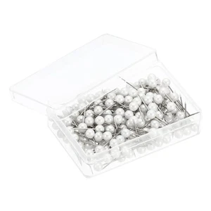 200 Stück Stecknadeln, Rundkopf Daumenklammern Markierungsdekornadeln perlweiß - Bild 1 von 5