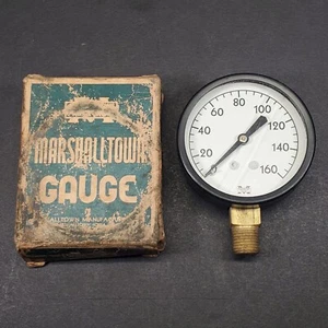 Marshalltown Pressure Gauge 2 1/2" Dial 0-160# PSI 1/4" USA Cracked Glass VTG - Picture 1 of 11