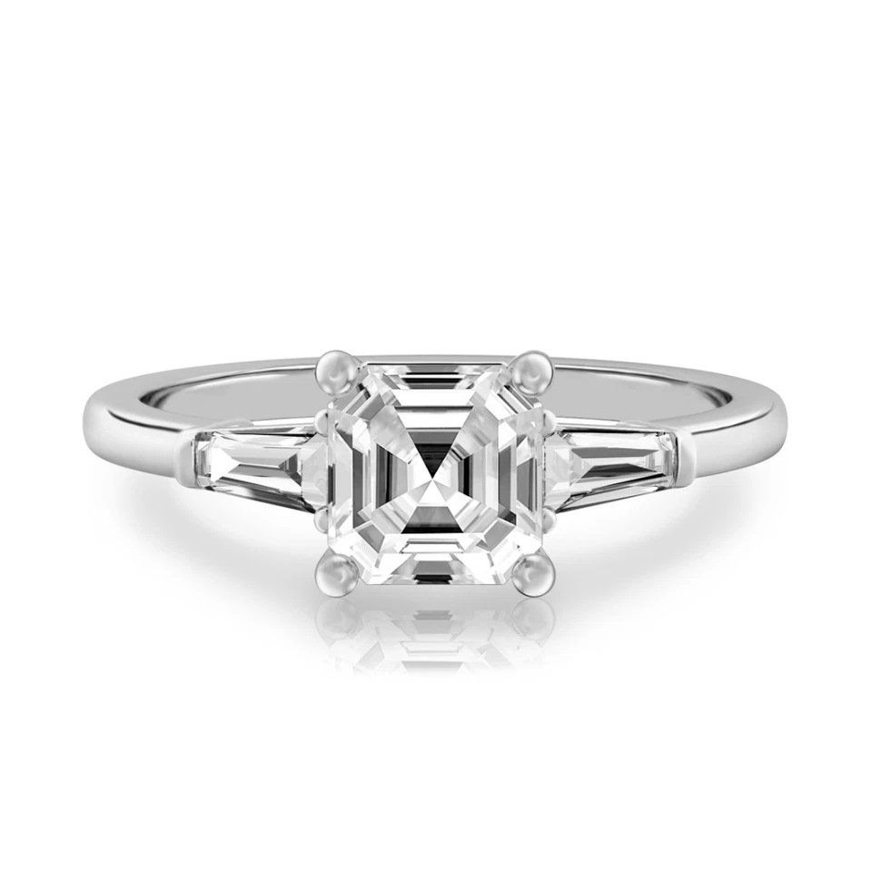 1,30 ct Asscher-Schliff Diamant Ehering 18 kt Weißgold IGI Lab Created - Bild 1 von 4