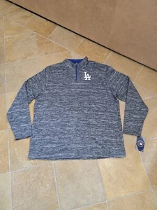 Majestic Los Angeles Dodgers 1/4 Zip Pullover Sweatshirt Mens 2XL Gray Blue MLB  - Picture 1 of 10