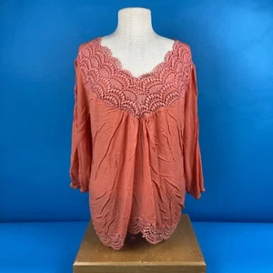 Allison Brittney XL women’s blouse Pink 3 Quarter Sleeve Shirt - Picture 1 of 4
