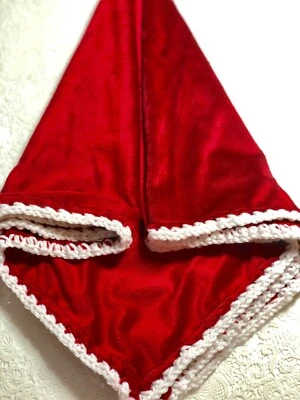 Manta bebé recién nacido Minky de felpa roja - ribete blanco - regalo bebé hecho a mano Foto 1 de 4