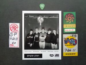 Simple Plan,B/W Promo Photo 3 Rare Original Otto Backstage Passes,guitar pick