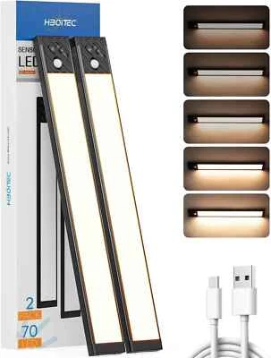 HIBOITEC Sensore di Movimento Wireless Sotto Armadio Armadio Bancone Cucina Luce Notturna LED 2 Pz