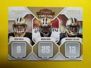 HILOS DREW BREES REGGIE BUSH MARQUES COLSTON (SP) TRIPLE AMENAZA #3 SAINTS 2010 - Imagen 1 de 1