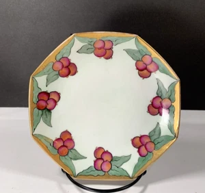 "Antiguo plato C. S. Prusia octágono borde dorado verde púrpura rojo borde de fruta 6,5""" - Imagen 1 de 11