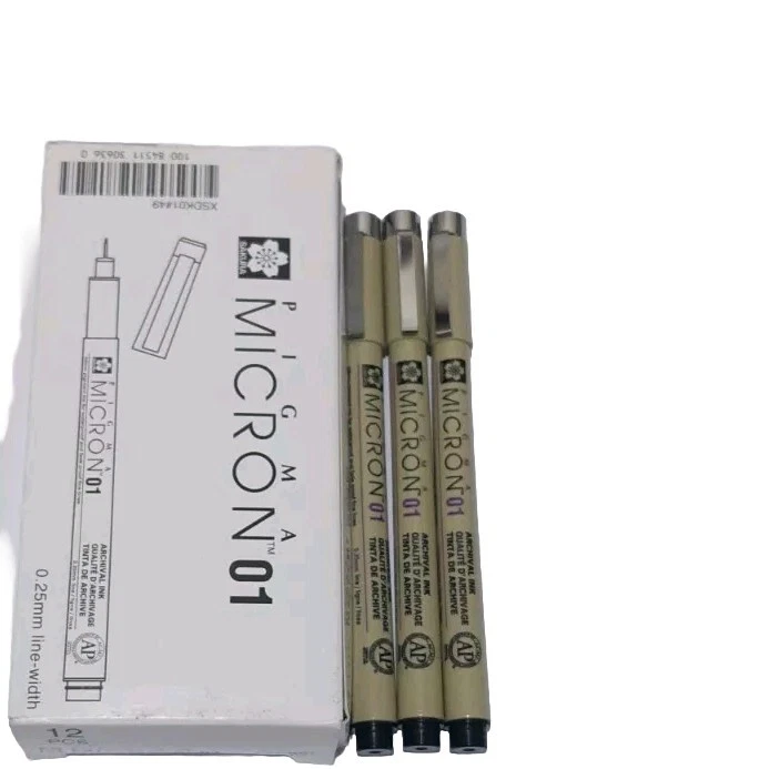 Sakura Micron Fineliner Set – 10 Stück, Schwarz, Von 0,05 Mm Bis 3,0 Mm – Dokumentenecht & Lichtbeständig