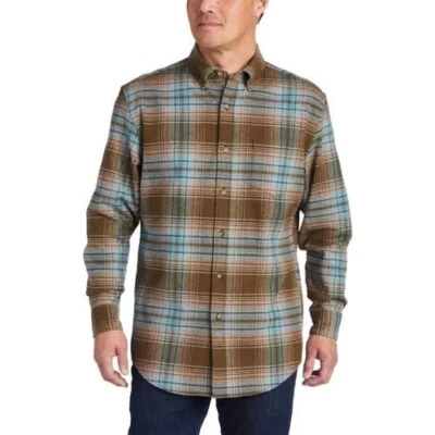 Camisa de flanela Pendleton Mason xadrez marrom tamanho MÉDIO NOVA COM ETIQUETAS - Imagem 1 de 4