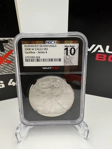 NGC MS10 (MS70)! 2008-W Burnished Silver Eagle Vaultbox Series 4 (OGP Included) - Picture 1 of 3