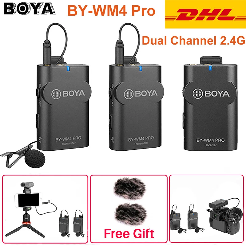 Boya BY-WM4 Pro K1 K2 双通道 2.4G 无线电容麦克风 适用于 DRLR — 第 1/4 张图片