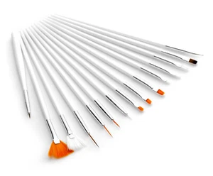 PRECORN 15 piezas Nailart Juego de Pinceles para Uñas de Gel Uñas Acrílicas UV Gel Diseño Blanco - Imagen 1 de 4