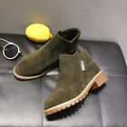 Womens Chelsea Booties Round Toe Ankle Boots Faux Suede Low Heels Office Shoes