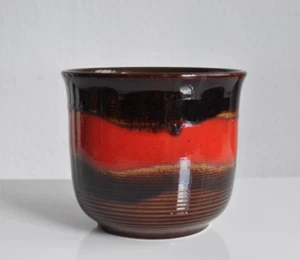 Scheurich Keramik Blumen Übertopf Fat Lava 70er Vintage Blumentopf rot Braun - Bild 1 von 10