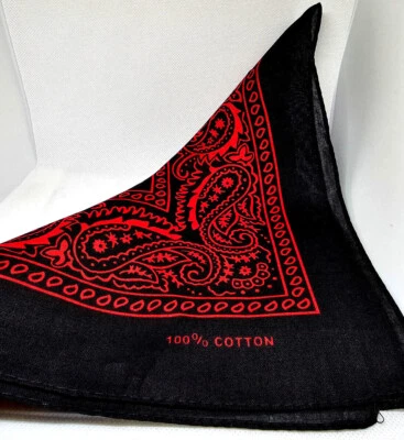 Маска для лица черная бандана 100% хлопок с принтом пейсли двусторонняя голова шея 21–22 дюйма - Изображение 1 из 4