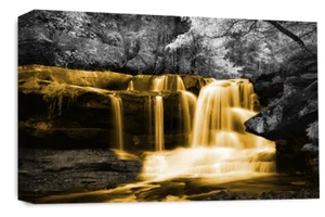 Large Waterfall Canvas Print Wall Art Orange Grey White Landscape Panel - Picture 1 of 6