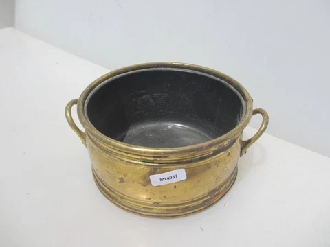 Vintage Brass Trough Tub Planter Plant Pot Old Urn Retro  7"W Cover