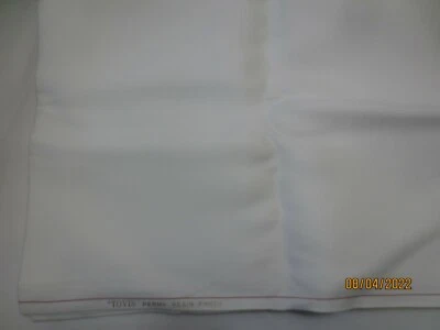 1 yd 34" x 56" Vintage White Fabric "Tovis" Perma Resin Finish ---toweling?  red - Image 1 of 2