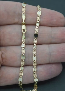 Real 10k Tricolor Solid Gold Valentino Anklet Link Bracelet 2.3 gr 3.5 mm 10'' - Picture 1 of 6