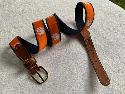 Cinturón Clemson Tigers Para Hombre Talla 40-42 Naranja Bordado Pata Latón Carolina del Sur Foto 1 de 4