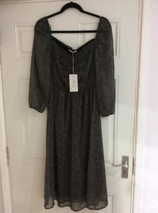 New Made in Italy Lagenlook Khaki Animal Metallic Stretch Dress - One Size BNWT - Picture 1 of 12