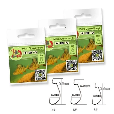 Offset Micro Game Hook Cheb Weedless Texas Carolina Rig Cheburashka Worm Perch - Image 1 of 4