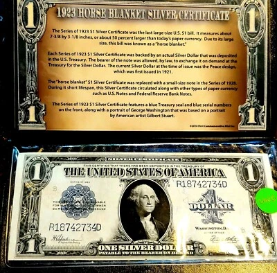 UNCIRCULATED 1923 USA LARGE CURRENCY Silver Certificate Dollar Banknote  - Image 1 of 4