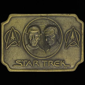 Star Trek Tv Show Memorabilia Captain Kirk Spock 1970s NOS Vintage Belt Buckle - Picture 1 of 2