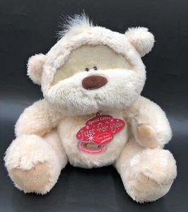 Fizzy Moon Teddy Bear Soft Stuffed Plush Toy Button Belly 8" Beanie Cream Beige - Picture 1 of 4