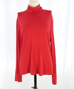 HM Polo Roll Neck Top Blouse Red Long Sleeve Casual Essential Minimalist Size L - Picture 1 of 10