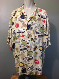Vtg Style San Diego Chargers Rayon Hawaiian Shirt Mens 2XL LA Los Angeles NFL SS - Picture 1 of 8