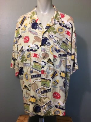 Vtg Style San Diego Chargers Rayon Hawaiian Shirt Mens 2XL LA Los Angeles NFL SS - Image 1 of 4