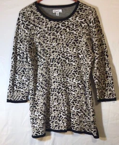 Kim Rogers women’s tunic top tan XL animal print cheetah leopard 3/4 sleeve work - Picture 1 of 6
