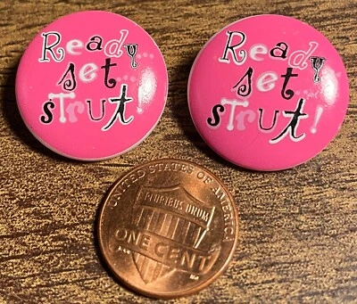 Set of 2 Vtg NOS JHB Pink Ready Set Strut Shank Buttons Novelty 23mm 7/8" 15026 - Image 1 of 2