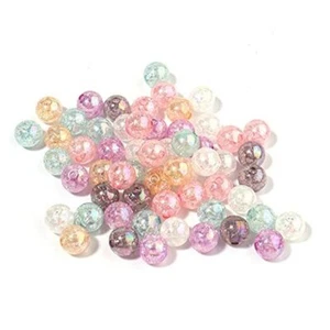 200PCS Colored Acrylic Crystal Beads Round Crackle Glass Beads Charms for 8mm - Picture 1 of 6