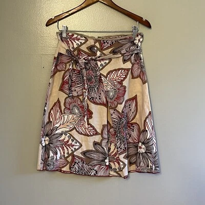 Falda United Colors Of Benetton para mujer floral hasta la rodilla mezcla de lino talla 40 Foto 1 de 4