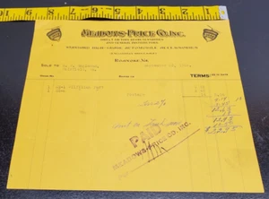 25 settembre 1924 Meadows-Price Co. Inc. Fattura con scritta-Supporto Auto di alta qualità - Foto 1 di 3