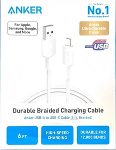 Anker 6' Braided USB-C to USB-A Charging Cable - White - Picture 1 of 3