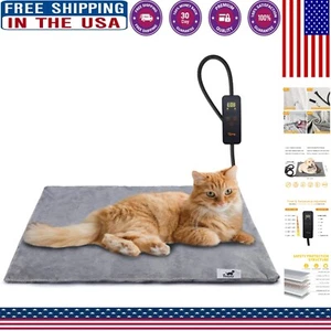 Chew-Resistant Electric Pet Heating Pad - Plush Velvet - Temperature Adjustable - Picture 1 of 11