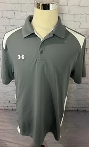 Under Armour Heat Gear Gray Short Sleeve Polo Shirt Men's Size L - Imagen 1 de 7