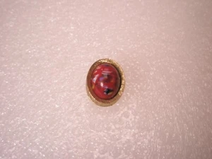 1/2" Red Marbled Cabochon Quality Vintage Tie Tack Lapel Pin q102 - Picture 1 of 5