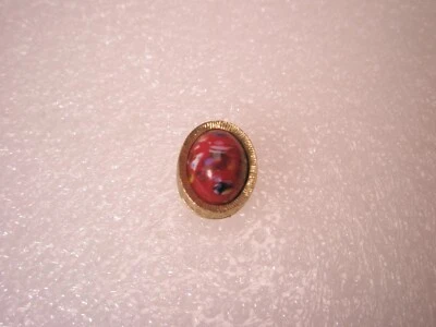 1/2" Red Marbled Cabochon Quality Vintage Tie Tack Lapel Pin q102 - Image 1 of 4