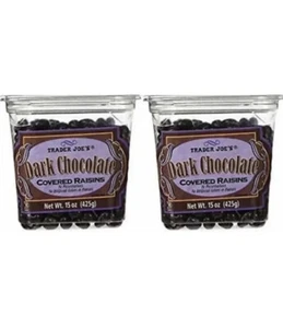 2 paquetes de pasas cubiertas de chocolate oscuro Trader Joe's 15 oz cada paquete - Imagen 1 de 4