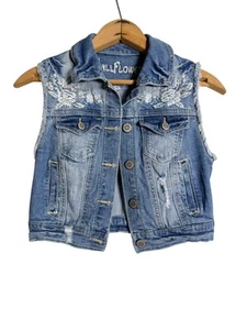Wallflower Juniors Denim Vest Size Small – Sleeveless Embroidered Button-Up Jean - Picture 1 of 5