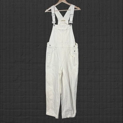 Madewell 直筒白色牛仔连体裤 M 码口袋可调节肩带宽松 — 第 1/4 张图片
