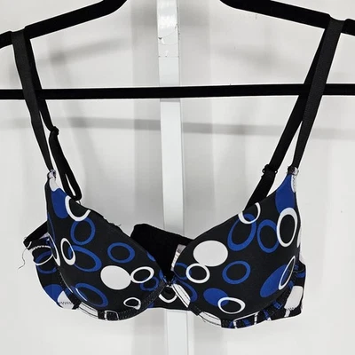 Isadora Pacini Mujer Talla 36C Clásico Camiseta Sujetador Negro Azul Blanco Lunares Foto 1 de 4
