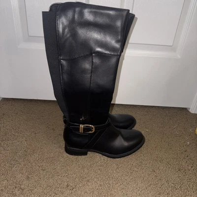 Botas hasta la rodilla Top Moda para mujer, imitación cuero, marrón, talla 7,5 con cierre de cremallera Foto 1 de 4